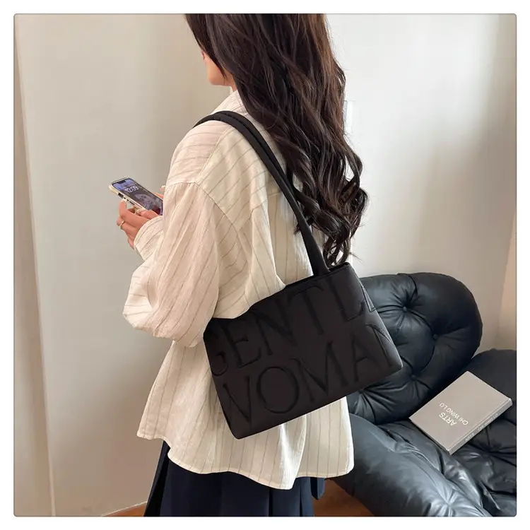 Pink Satin Letter Embroidered Shoulder Bag for Women — feature 30