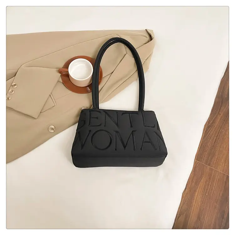 Pink Satin Letter Embroidered Shoulder Bag for Women — feature 32
