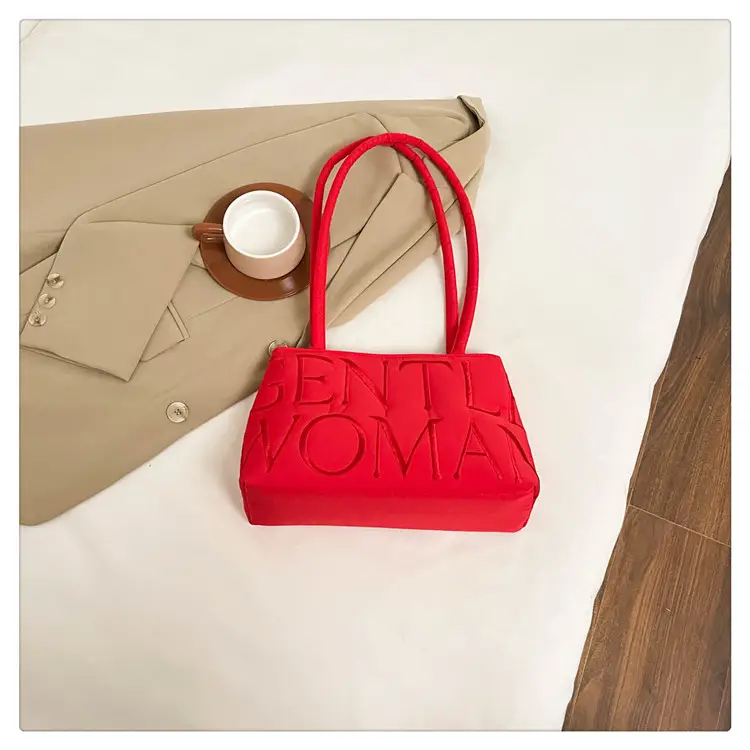 Pink Satin Letter Embroidered Shoulder Bag for Women — feature 33