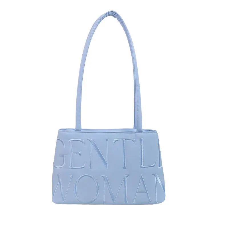 Pink Satin Letter Embroidered Shoulder Bag for Women - Image 5