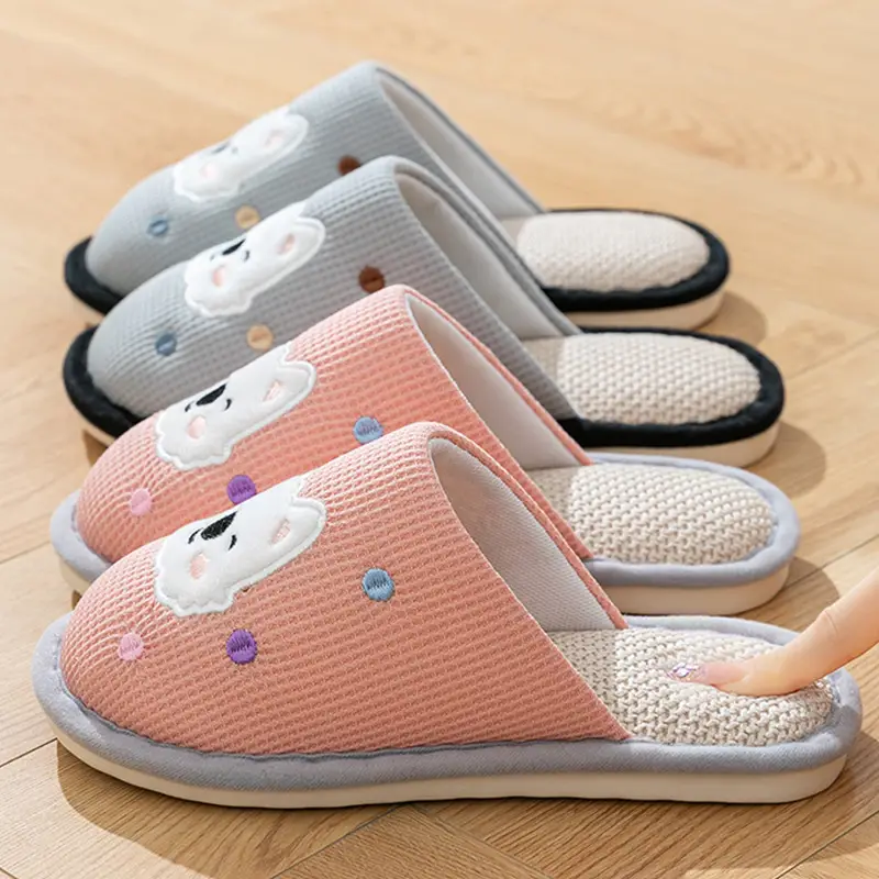 Cotton Slippers for Women, Spring, Autumn and Winter Home Use, Indoor Non-Slip Couple Home Warm Winter Cotton and Linen Slippers for Men