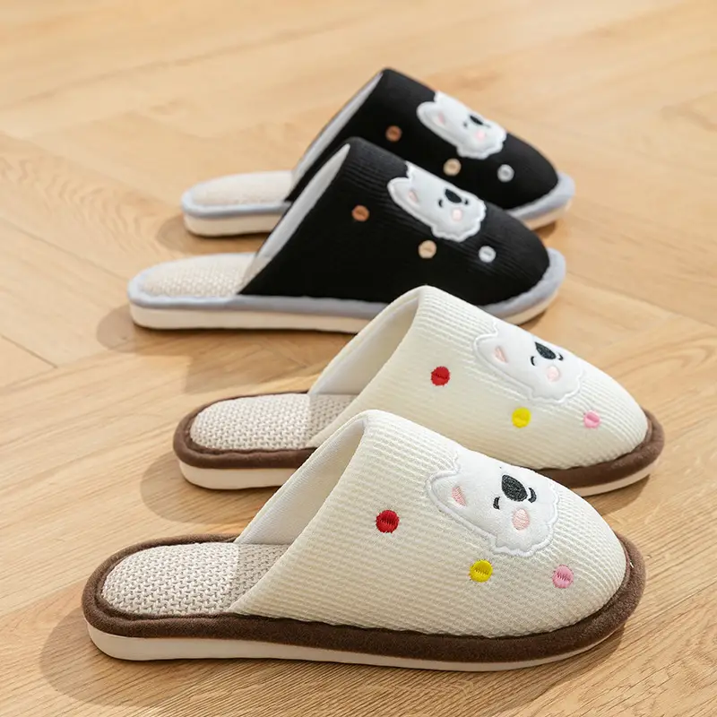 Cotton Slippers for Women, Spring, Autumn and Winter Home Use, Indoor Non-Slip Couple Home Warm Winter Cotton and Linen Slippers for Men