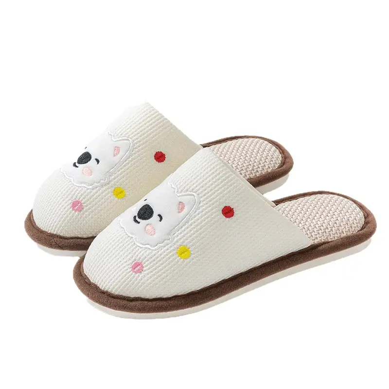 Cotton Slippers for Women, Spring, Autumn and Winter Home Use, Indoor Non-Slip Couple Home Warm Winter Cotton and Linen Slippers for Men
