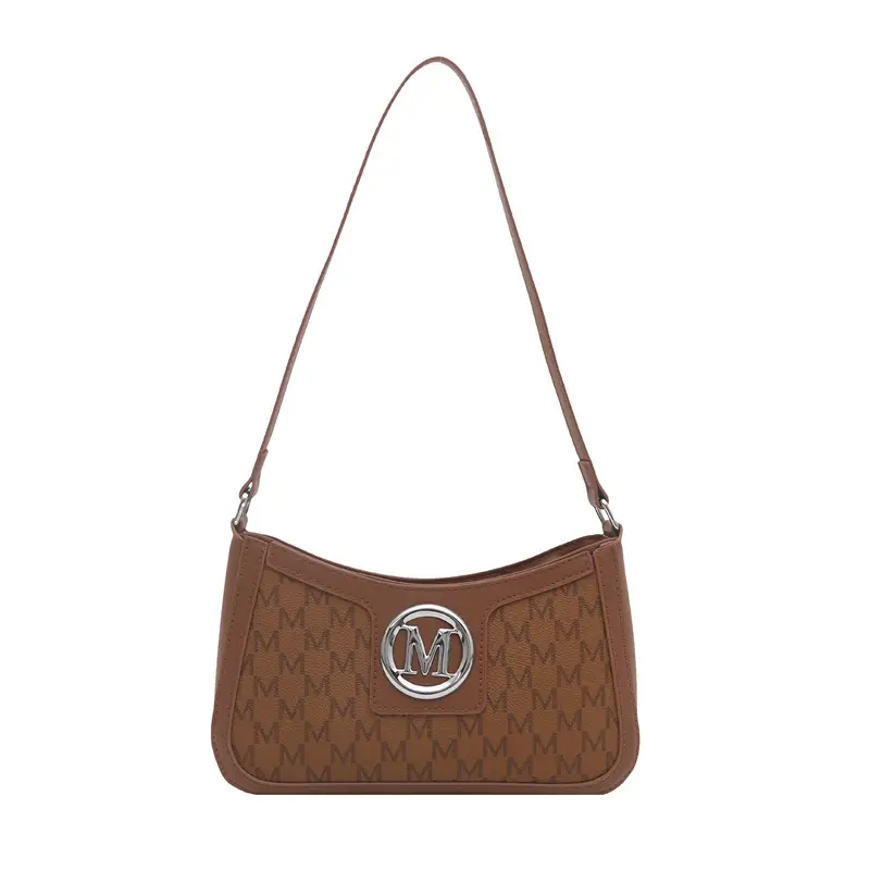 French Retro Shoulder Bag Women 2025 Letter Print Brown - Image 4