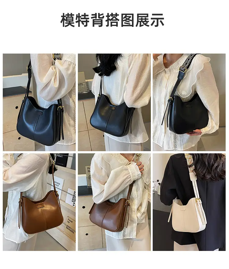 Women Crossbody Bag Brown Leather Wide Strap — feature 10