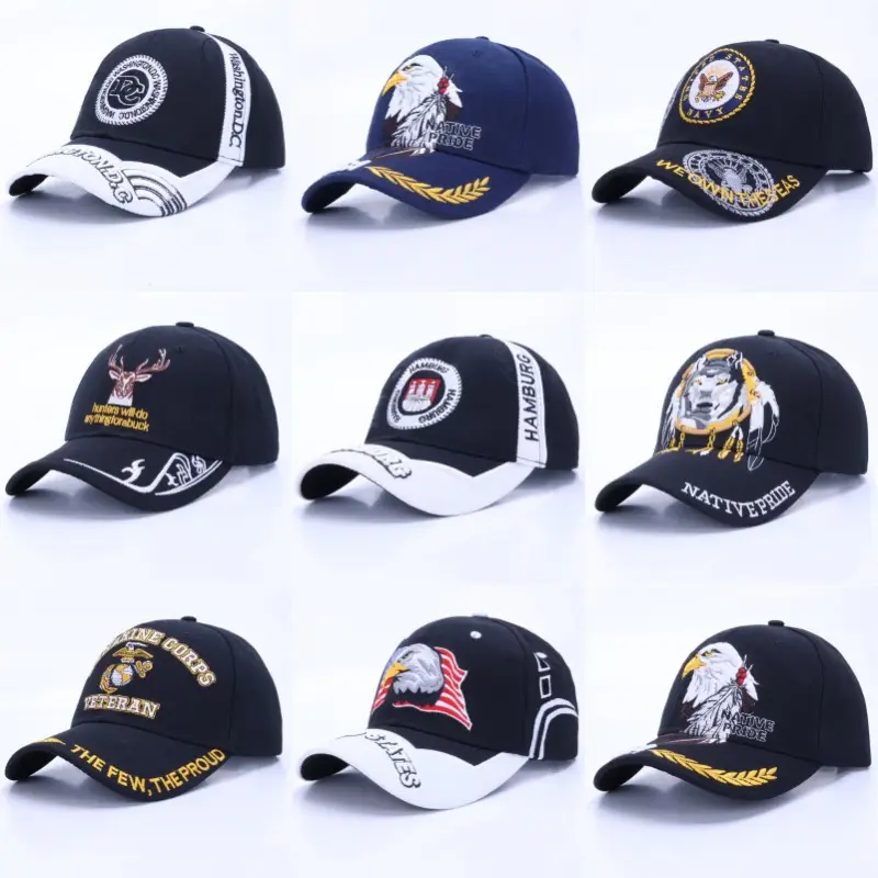 Men Navy Military Embroidered Cap Large - Image 32