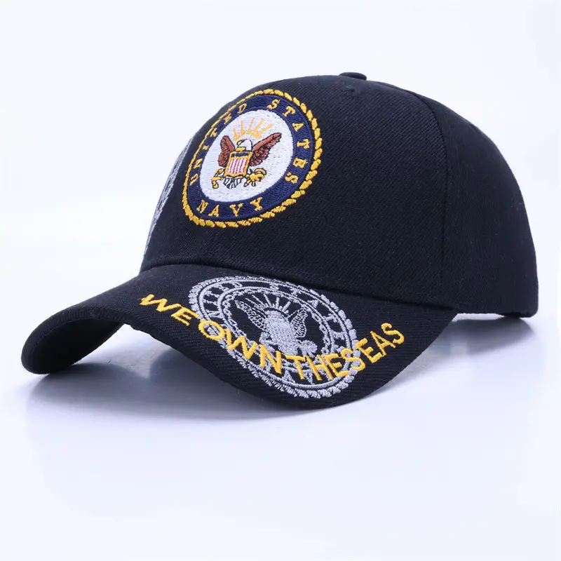 Men Navy Military Embroidered Cap Large - Image 2