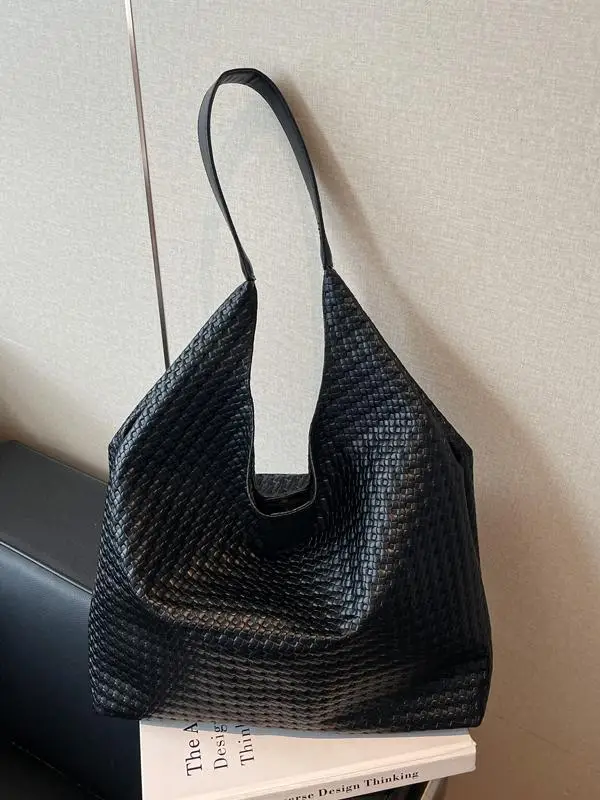 Brown Woven Shoulder Bag for Women Large Capacity - Image 4