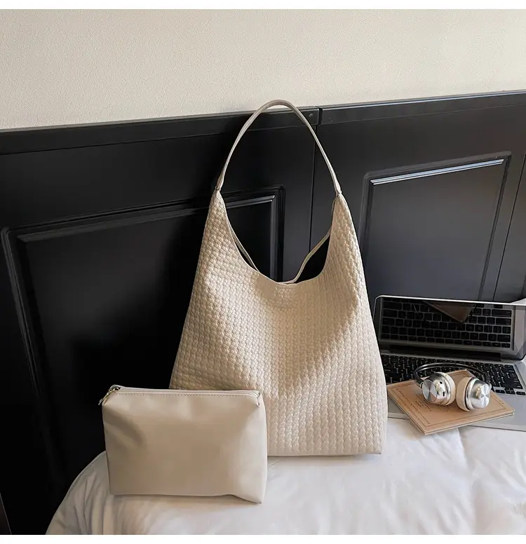 Brown Woven Shoulder Bag for Women Large Capacity — feature 29