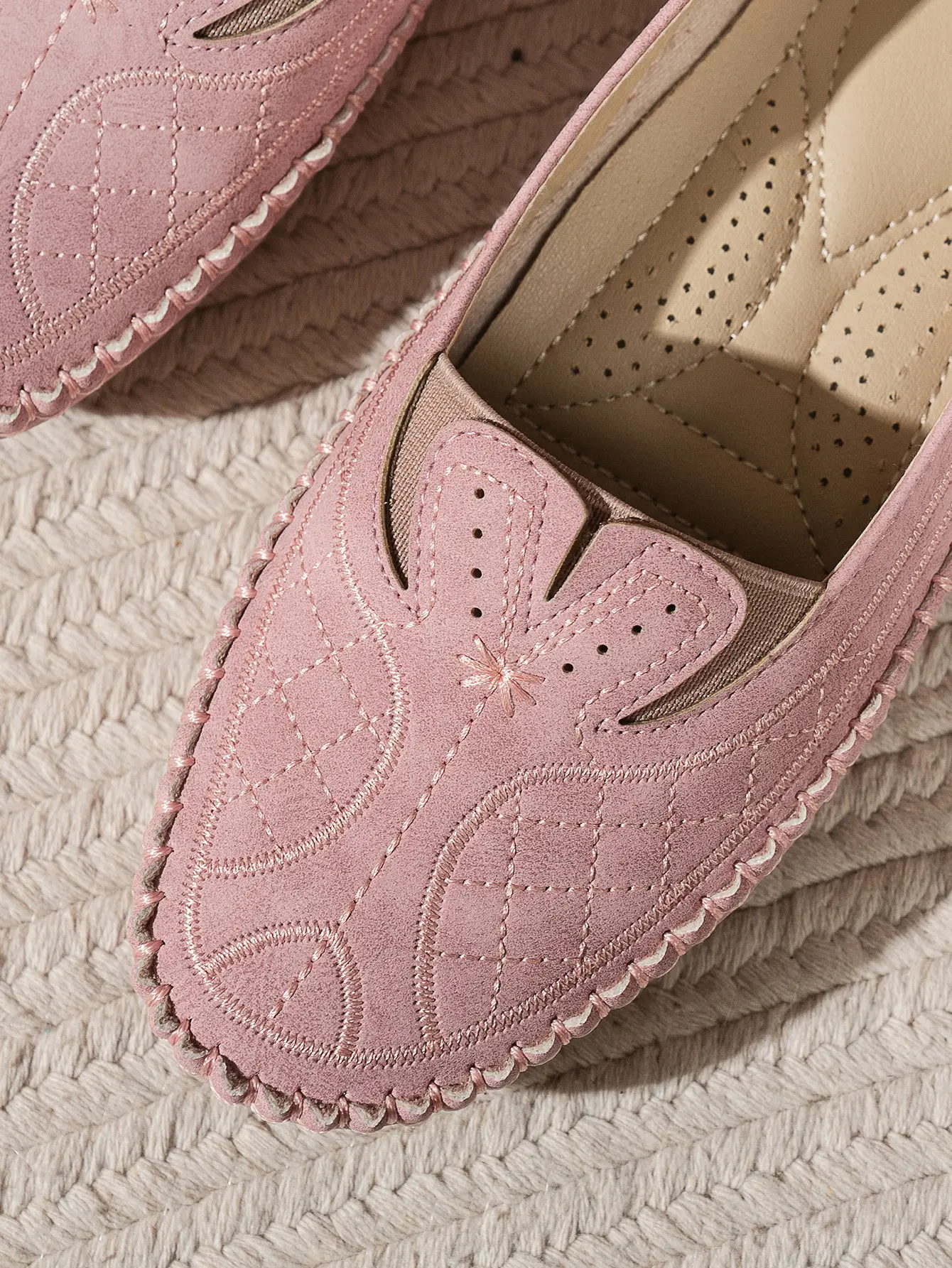 Women's Grey Stitched Loafers Large Export Style — feature 12