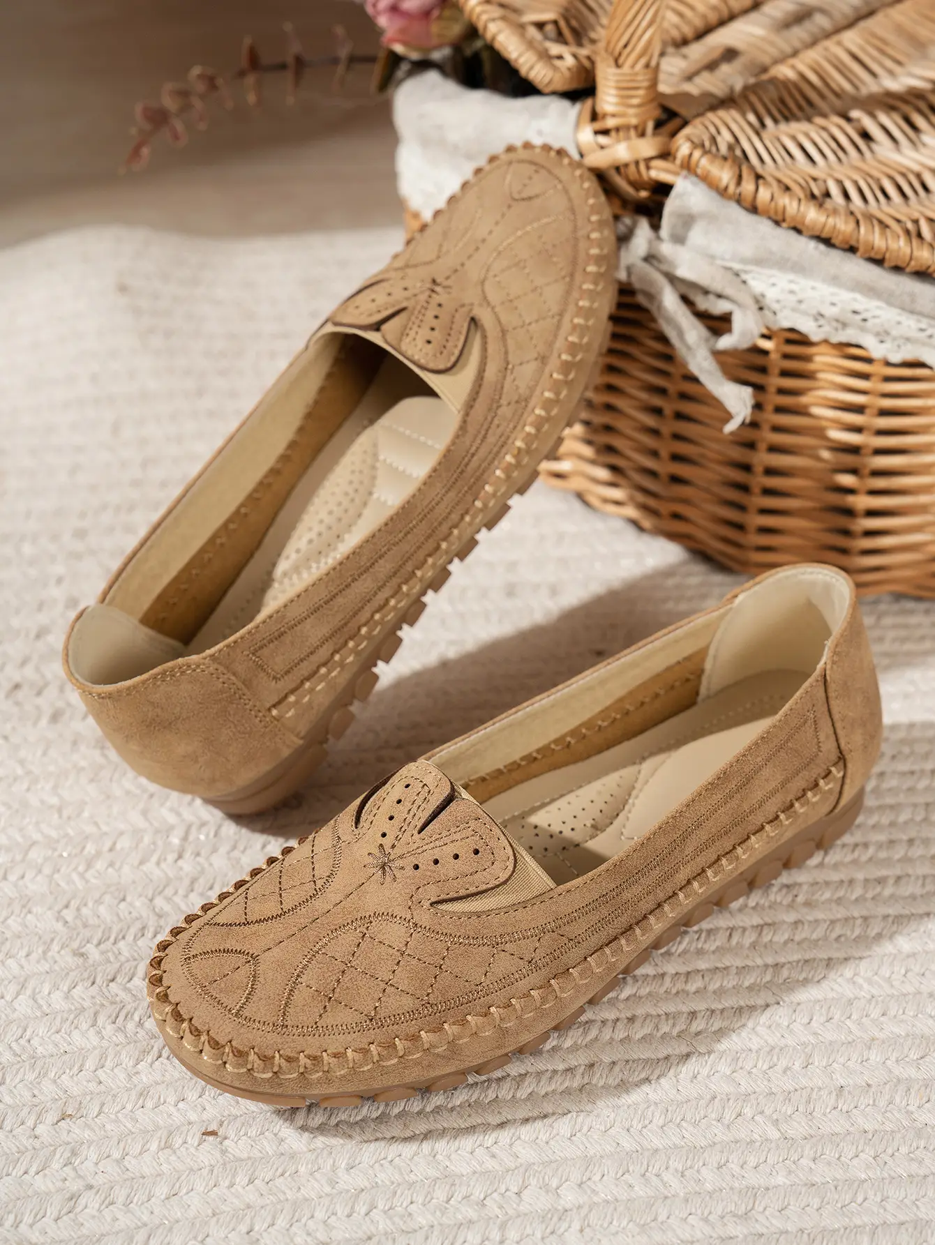 Women's Grey Stitched Loafers Large Export Style — feature 23