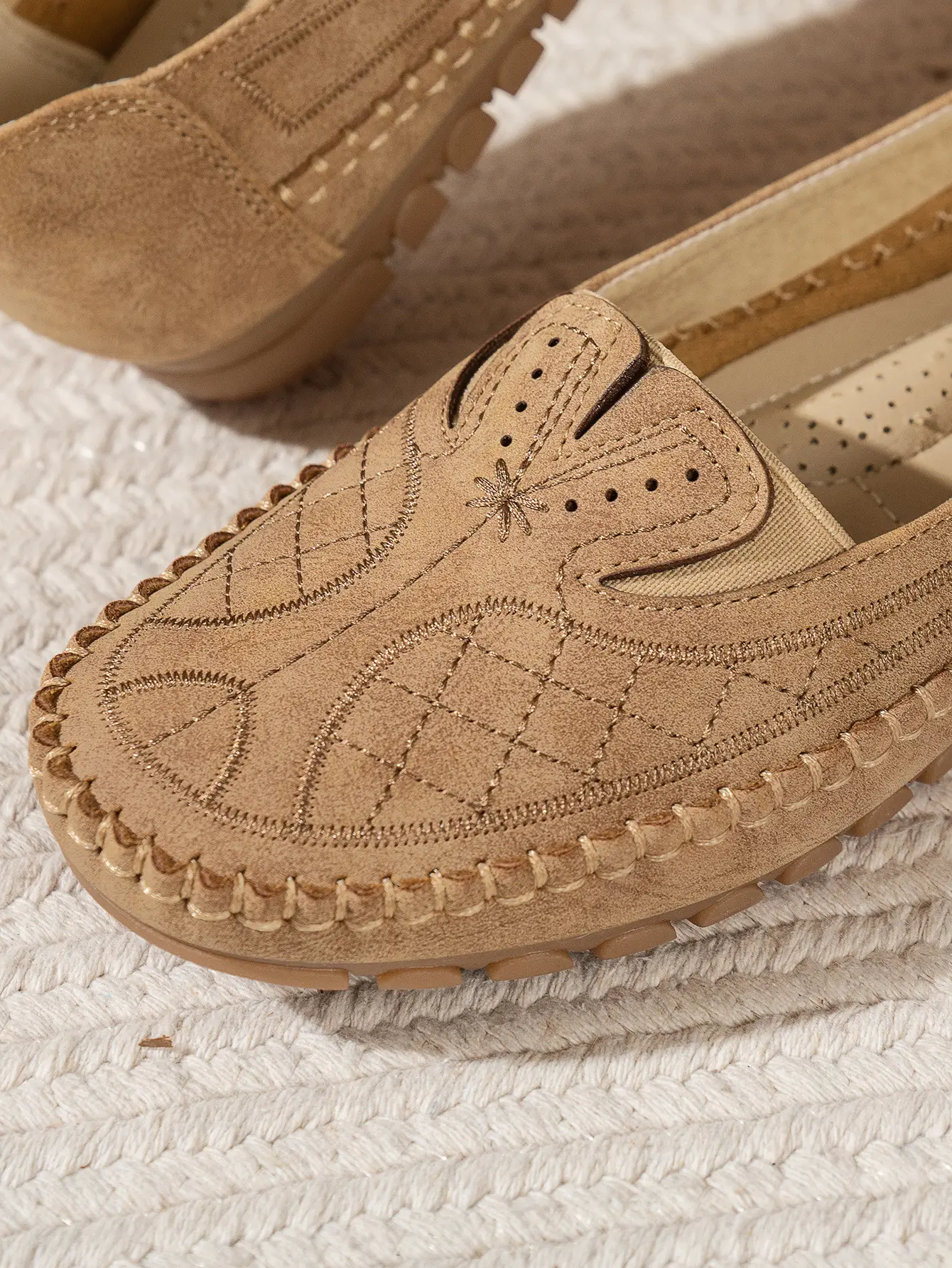 Women's Grey Stitched Loafers Large Export Style — feature 24