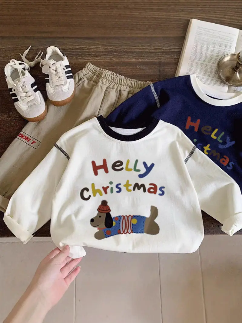 Boys Girls Hello Christmas Cotton T-Shirt Set - Image 7