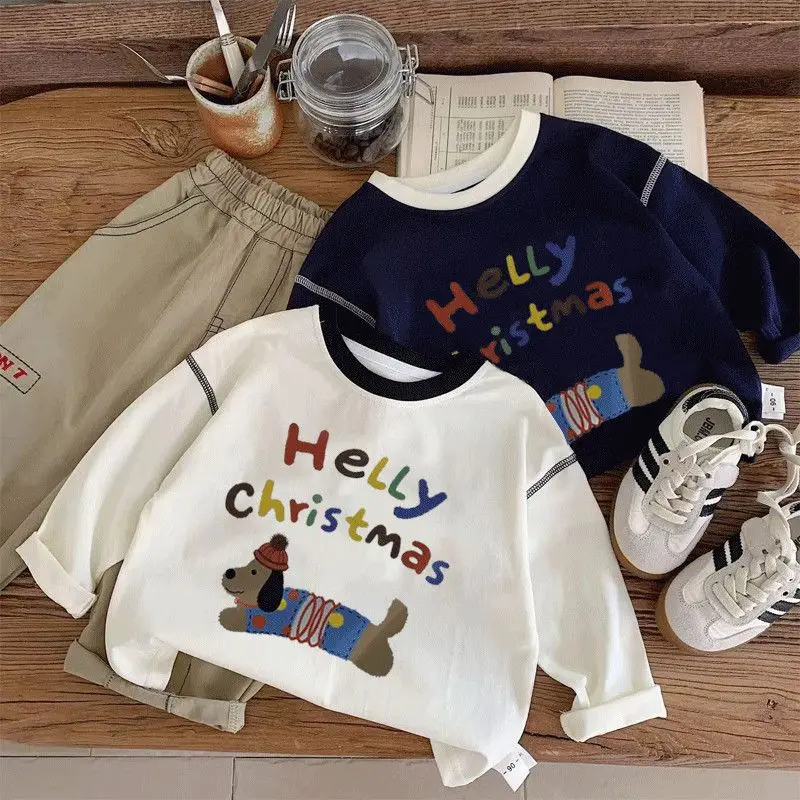 Boys Girls Hello Christmas Cotton T-Shirt Set — feature 1