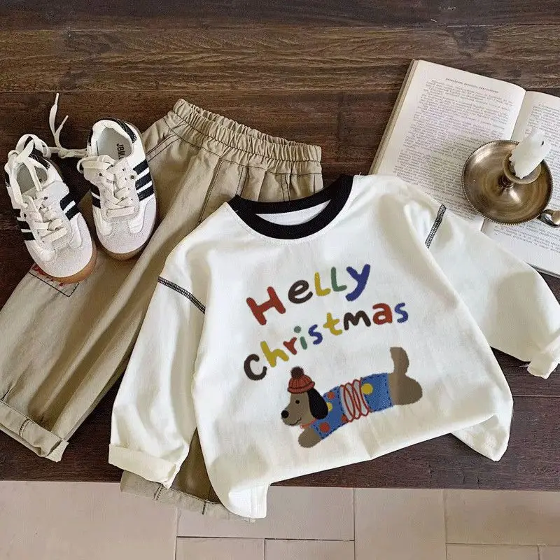 Boys Girls Hello Christmas Cotton T-Shirt Set — feature 7
