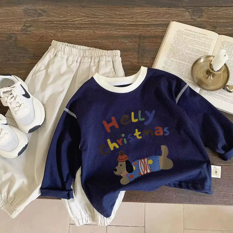 Boys Girls Hello Christmas Cotton T-Shirt Set - Image 2