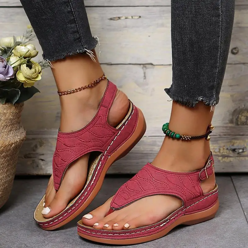 Wish Cross-Border Spot Women's Shoes New Roman Style One-Line Buckle Women's Sandals Export Large Size Sandals - Image 8