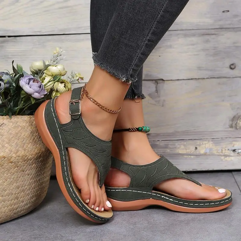 Wish Cross-Border Spot Women's Shoes New Roman Style One-Line Buckle Women's Sandals Export Large Size Sandals - Image 9