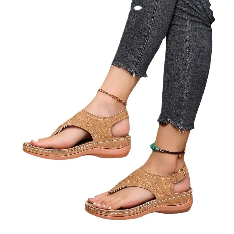 Wish Cross-Border Spot Women's Shoes New Roman Style One-Line Buckle Women's Sandals Export Large Size Sandals - Image 10