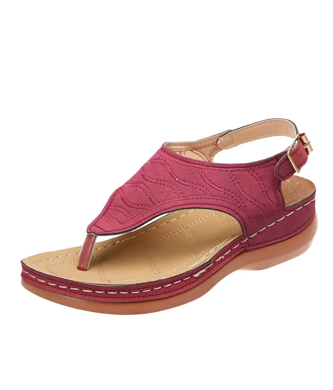 Wish Cross-Border Spot Women's Shoes New Roman Style One-Line Buckle Women's Sandals Export Large Size Sandals - Image 3