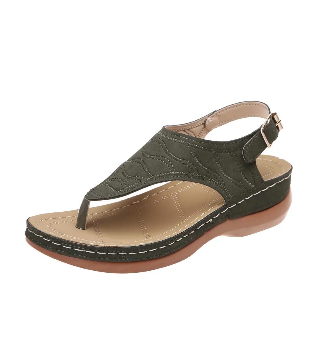 Wish Cross-Border Spot Women's Shoes New Roman Style One-Line Buckle Women's Sandals Export Large Size Sandals - Image 4