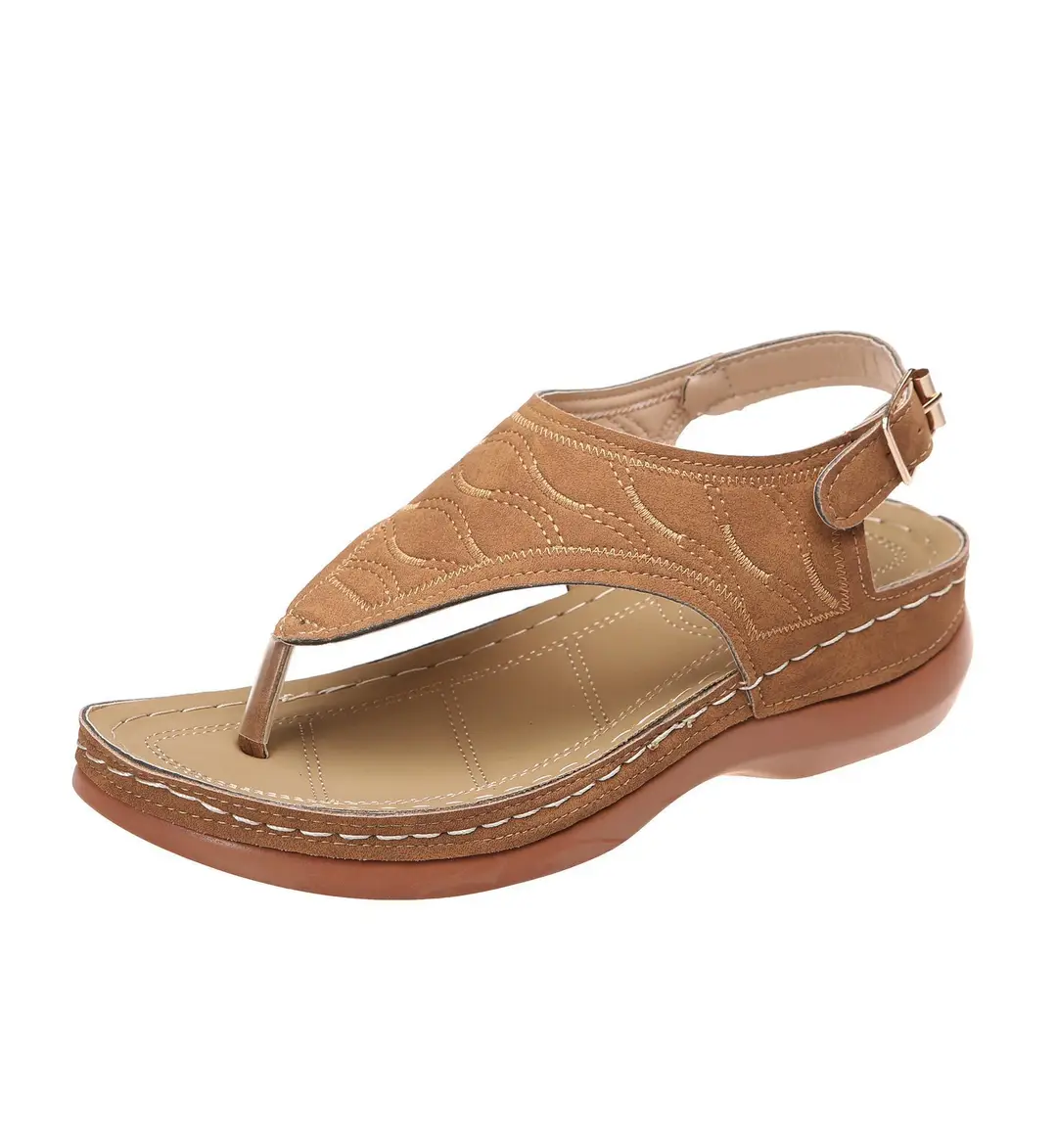 Wish Cross-Border Spot Women's Shoes New Roman Style One-Line Buckle Women's Sandals Export Large Size Sandals - Image 5