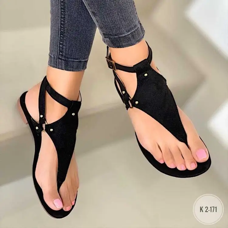 Wish Export Flats Sandals Women's Summer New Flats Casual Thong Large Size Beach Sandals Women - Image 6