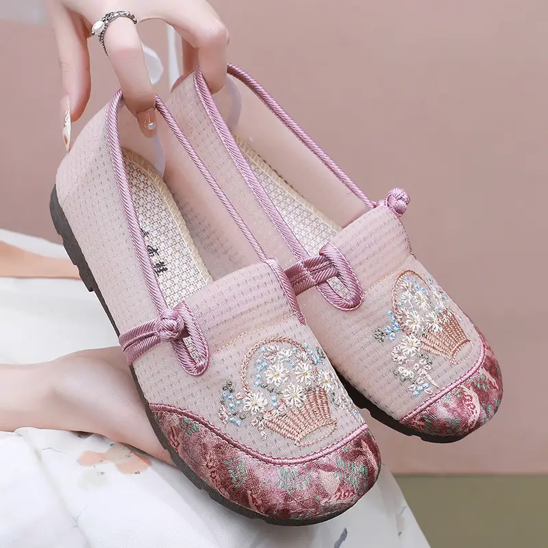 Women Pink Embroidered Slip-On Shoes 2025 Summer - Image 4