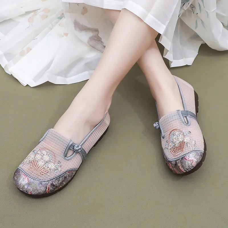 Women Pink Embroidered Slip-On Shoes 2025 Summer - Image 6