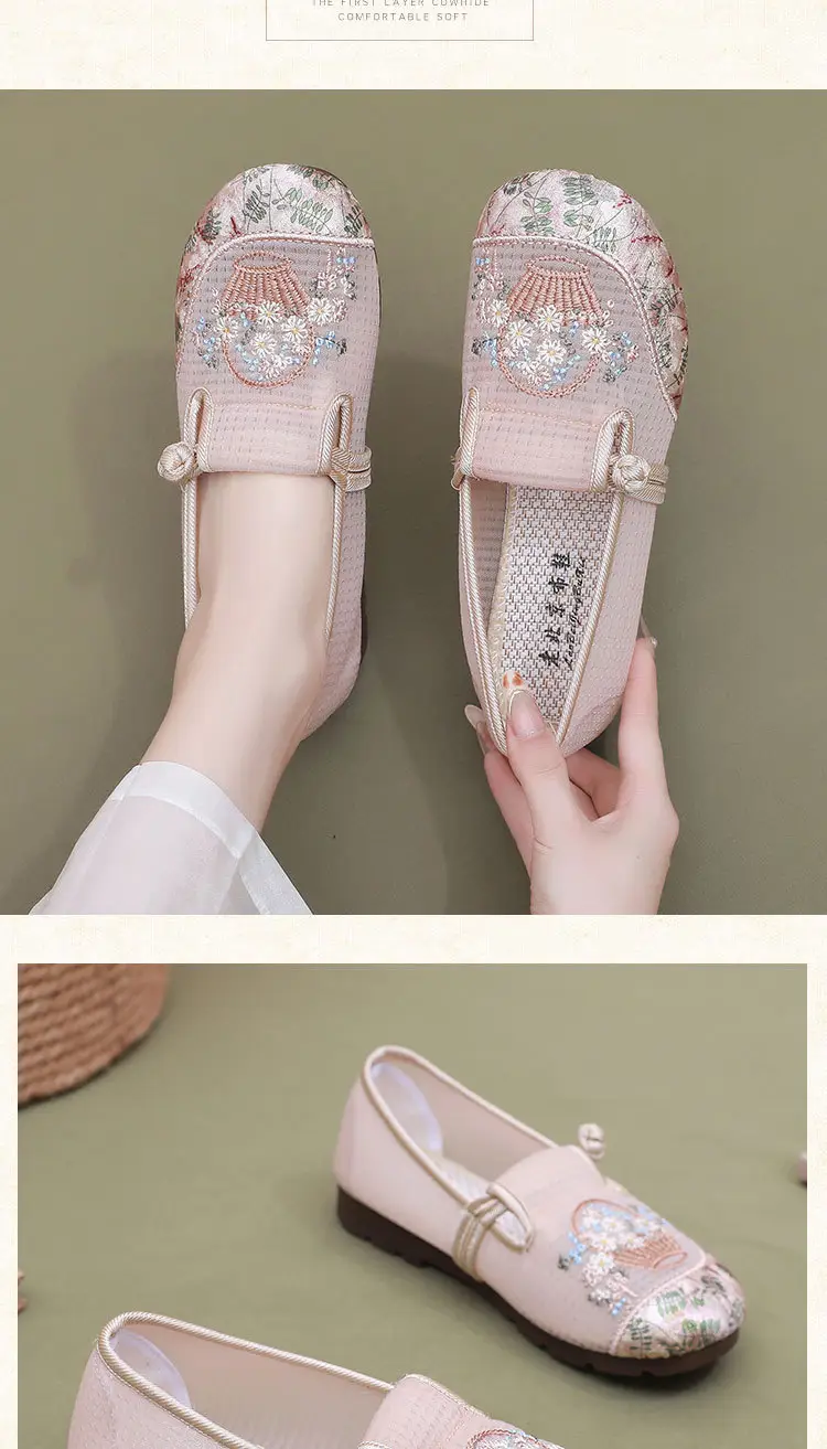Women Pink Embroidered Slip-On Shoes 2025 Summer — feature 18