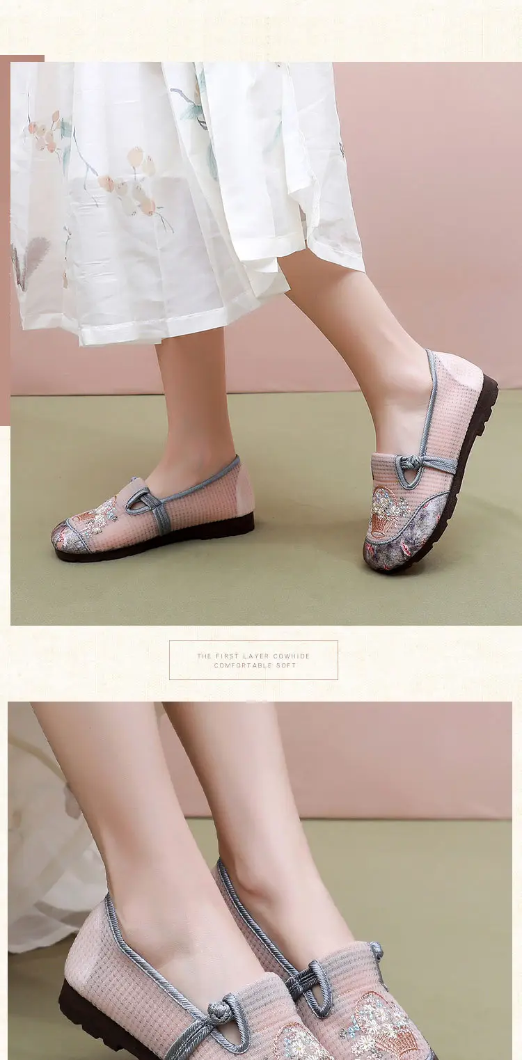 Women Pink Embroidered Slip-On Shoes 2025 Summer — feature 20