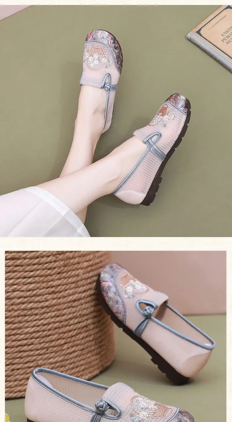 Women Pink Embroidered Slip-On Shoes 2025 Summer — feature 22