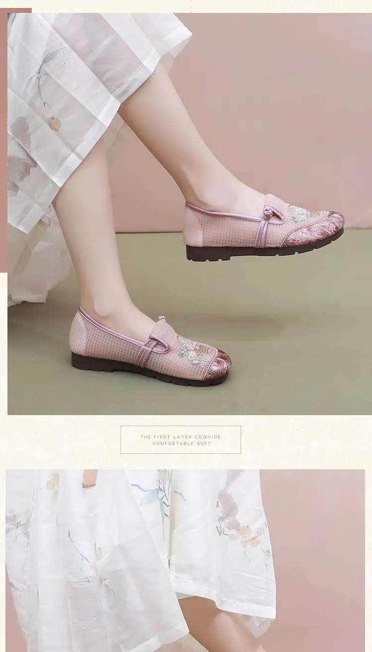 Women Pink Embroidered Slip-On Shoes 2025 Summer — feature 24