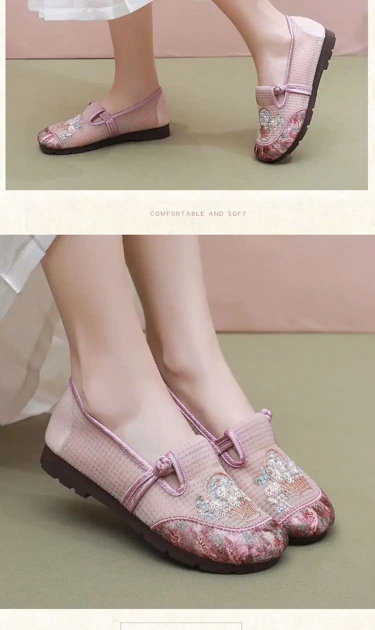 Women Pink Embroidered Slip-On Shoes 2025 Summer — feature 25