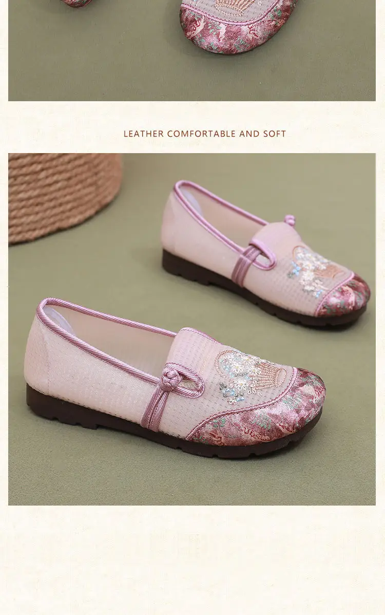 Women Pink Embroidered Slip-On Shoes 2025 Summer — feature 27