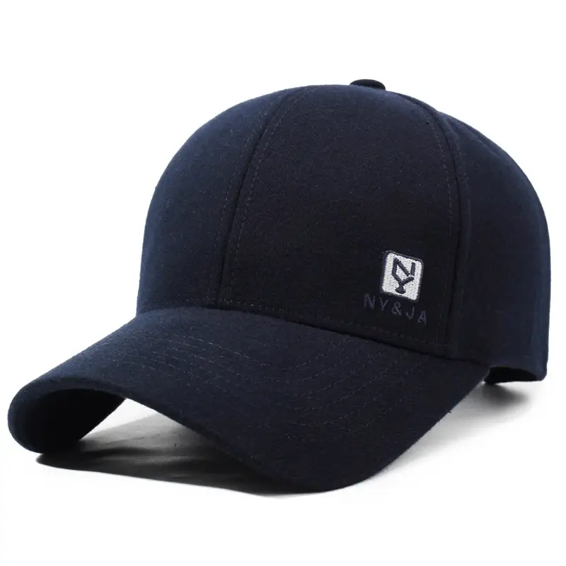 Men's Navy Blue Faux Fur Cap with Logo - Image 3