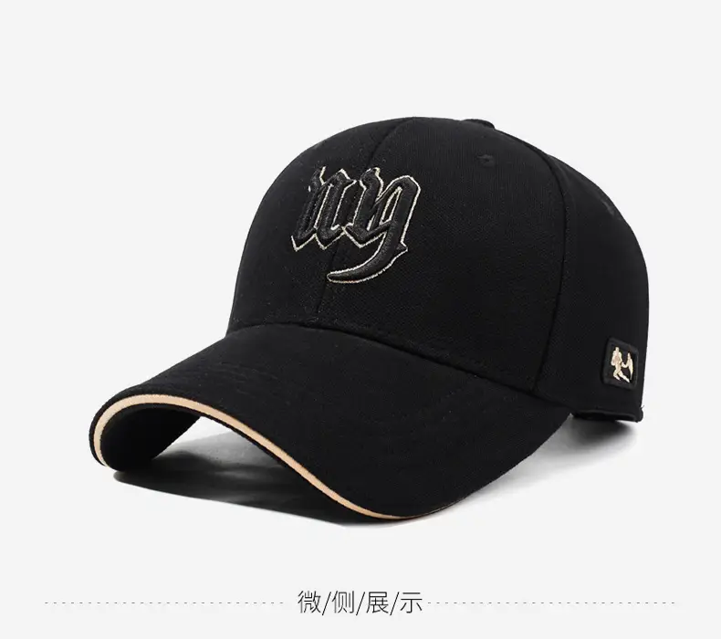Men Black Embroidered Baseball Cap with Curved Brim — feature 14