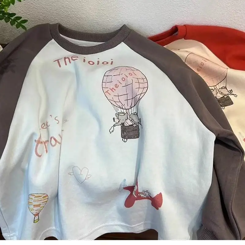 Kids Long Sleeve T-Shirt Red White Cotton Korean Style