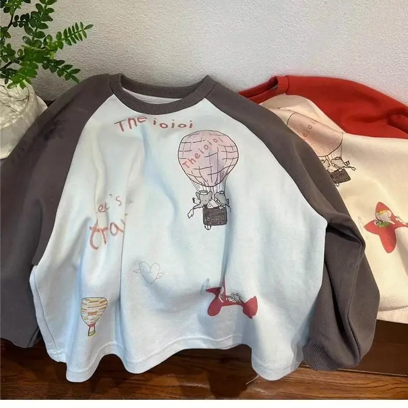 Kids Long Sleeve T-Shirt Red White Cotton Korean Style — feature 4