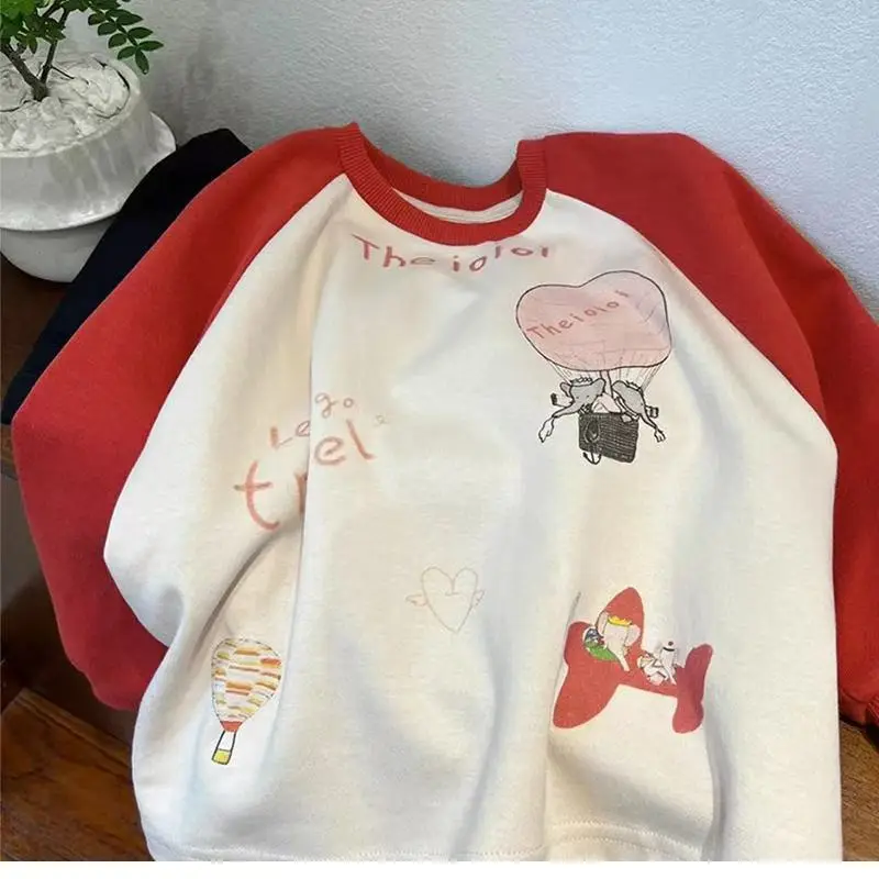 Kids Long Sleeve T-Shirt Red White Cotton Korean Style