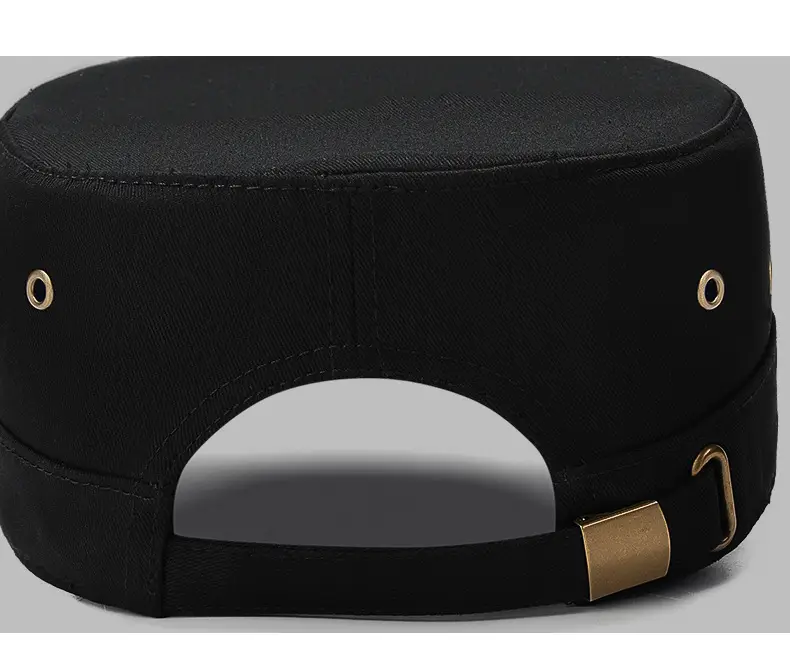 Black Flat Cap with Copper Buckle, Unisex Outdoor Sunshade — feature 19