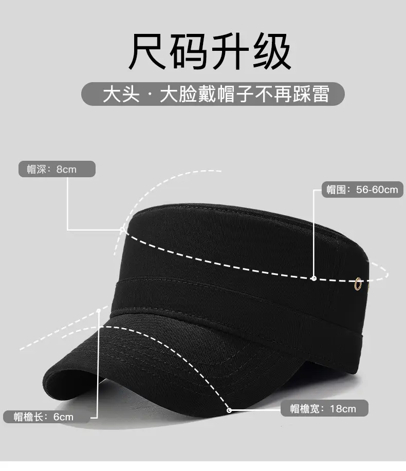 Black Flat Cap with Copper Buckle, Unisex Outdoor Sunshade — feature 5