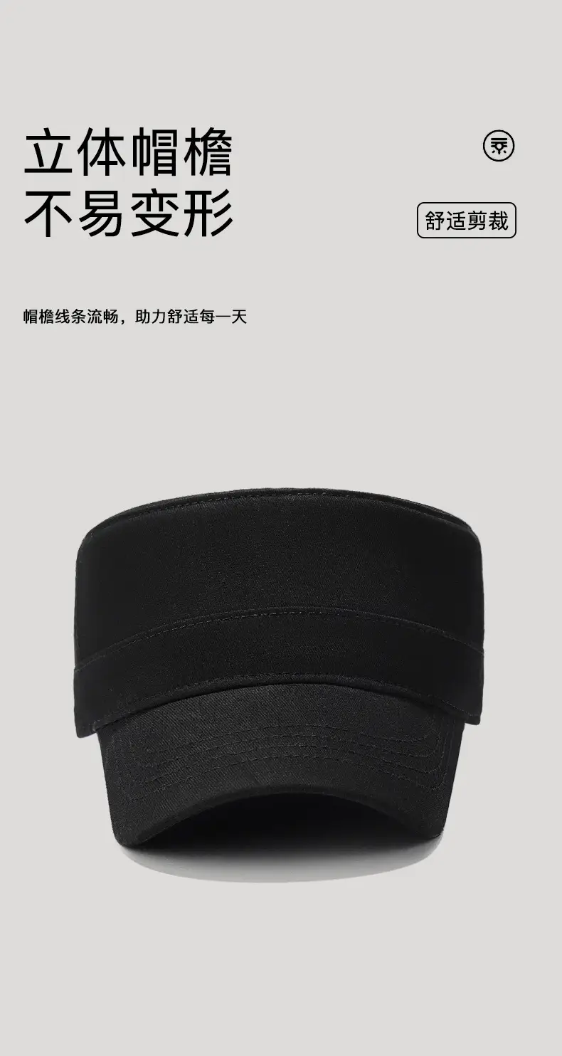 Black Flat Cap with Copper Buckle, Unisex Outdoor Sunshade — feature 8