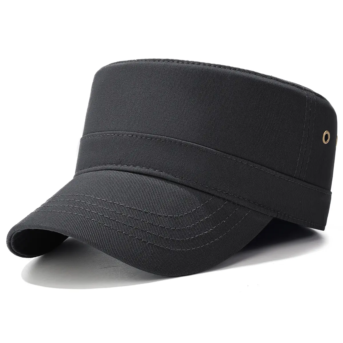 Black Flat Cap with Copper Buckle, Unisex Outdoor Sunshade - Image 5