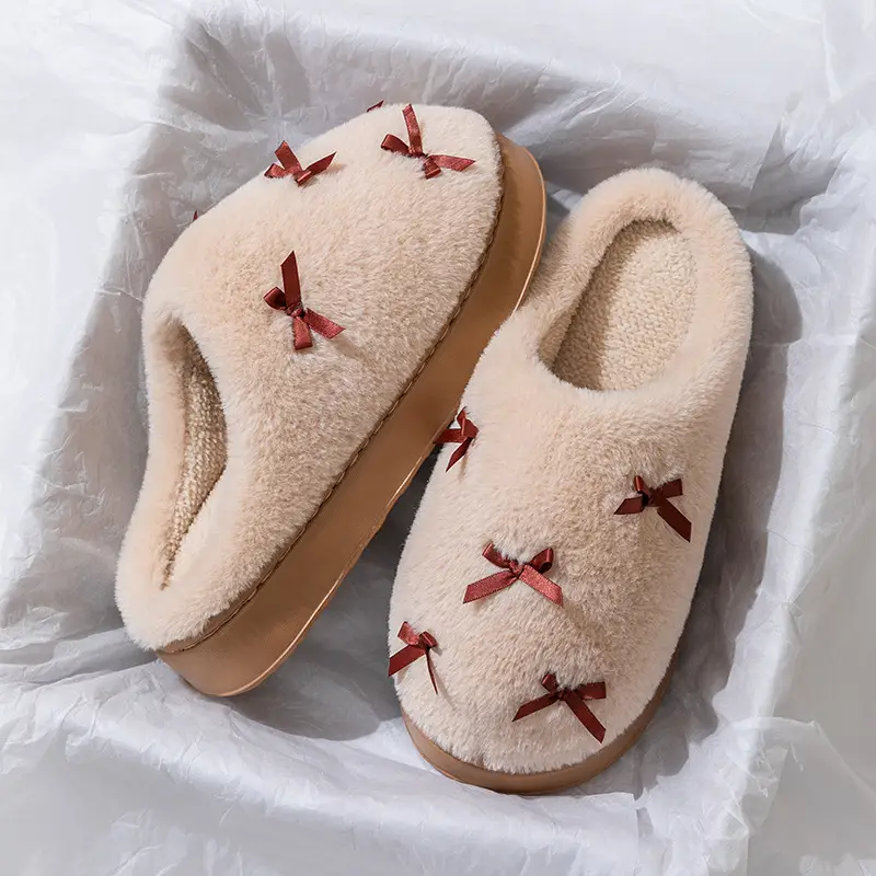 Stuffed Cotton Slippers for Women in Winter Indoor Household Thick-Soled Wool Slippers Autumn and Winter Home Cotton Slippers Warm Home Slippers