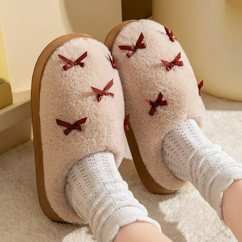 Stuffed Cotton Slippers for Women in Winter Indoor Household Thick-Soled Wool Slippers Autumn and Winter Home Cotton Slippers Warm Home Slippers