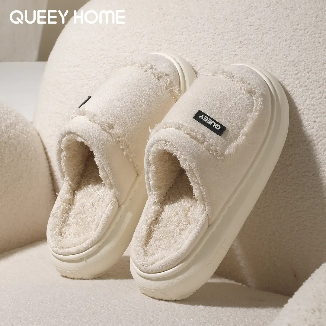 Suede Cotton Slippers for Women's Home Autumn and Winter Couples Indoor Warm Home Non-Slip Warm Velvet Men's Winter - Image 5