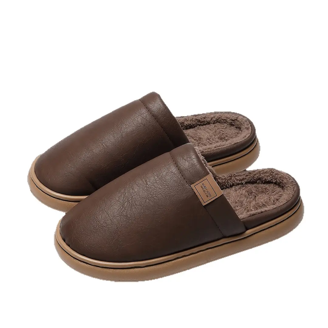 Waterproof Cotton Slippers for Men, Autumn and Winter 2026 New Style, Indoor Home Thick-Soled Fleece-Lined Warm Couple Cotton Slippers for Women Winter