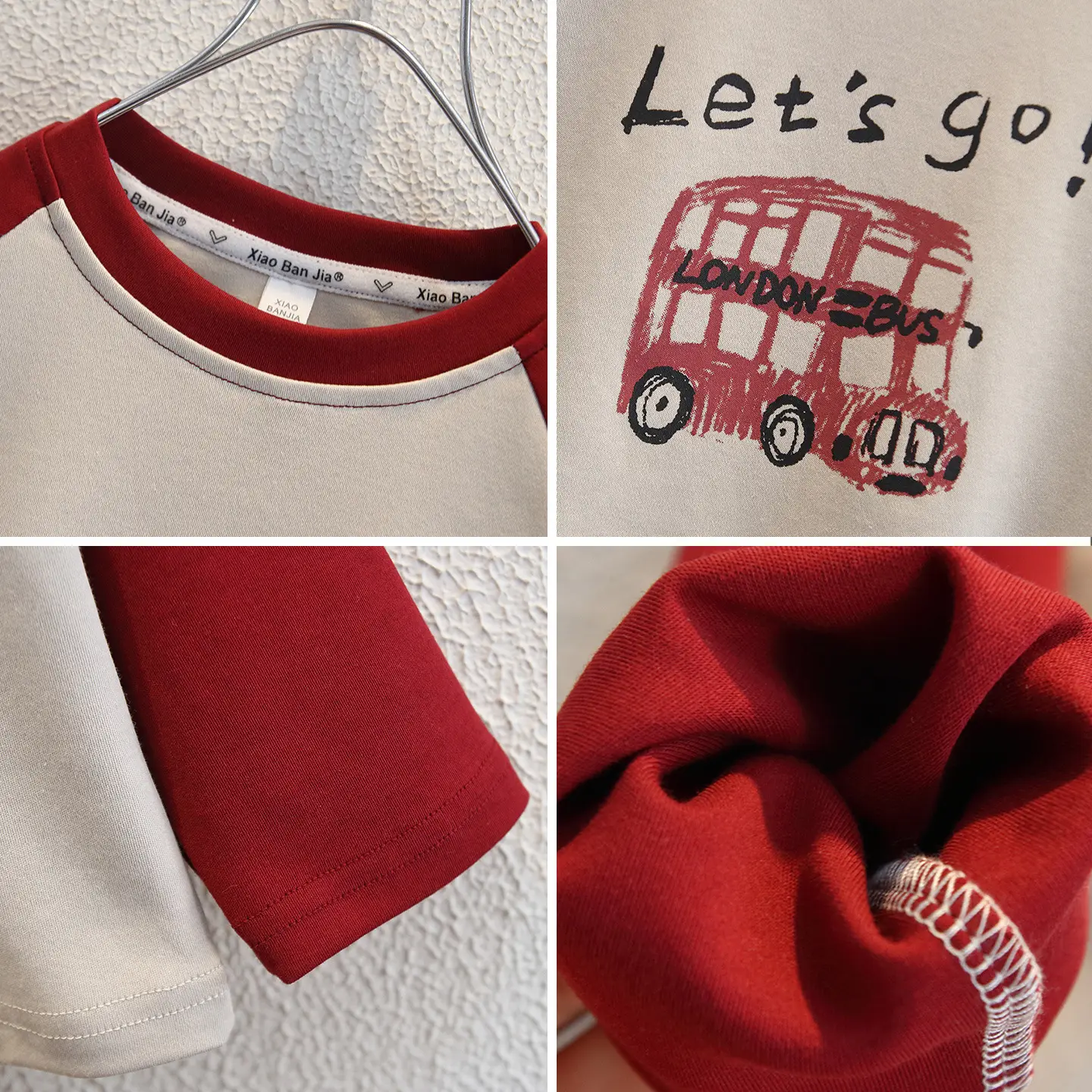 Children's Red White Long Sleeve T-Shirt Set Cotton - Image 3