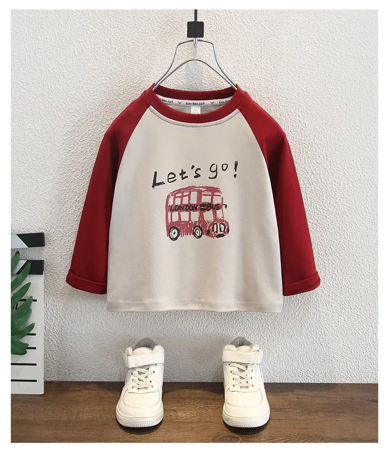 Children's Red White Long Sleeve T-Shirt Set Cotton — feature 7